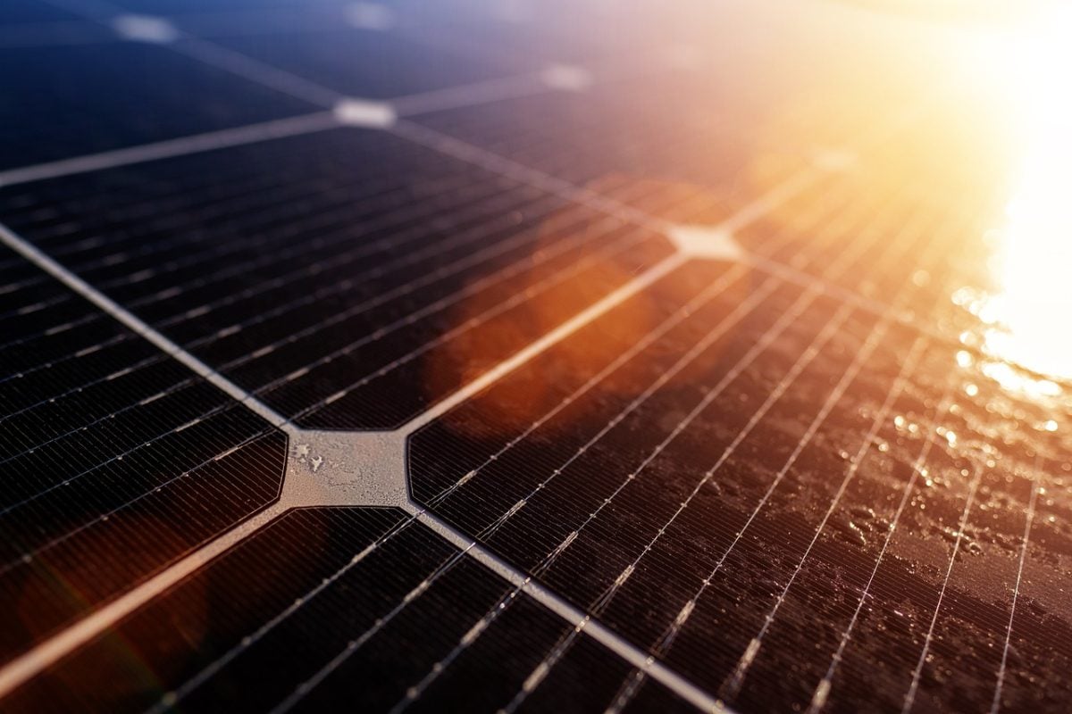 water droplets on a solar cell
